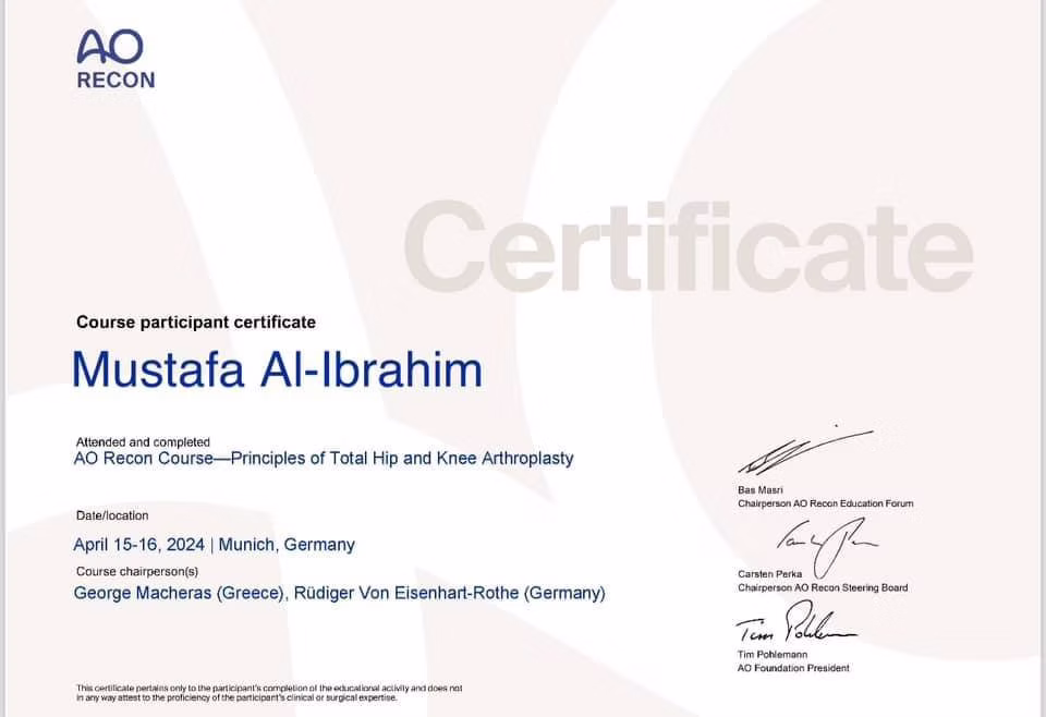 Dr. Mustafa Wameedh certificate or qualification